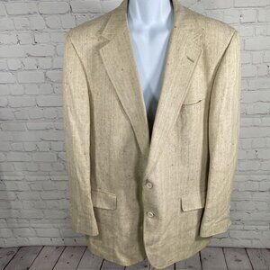 Vintage Merritt Schaefer & Brown Woven Tan 100% Pure Silk Blazer Men’s 46R